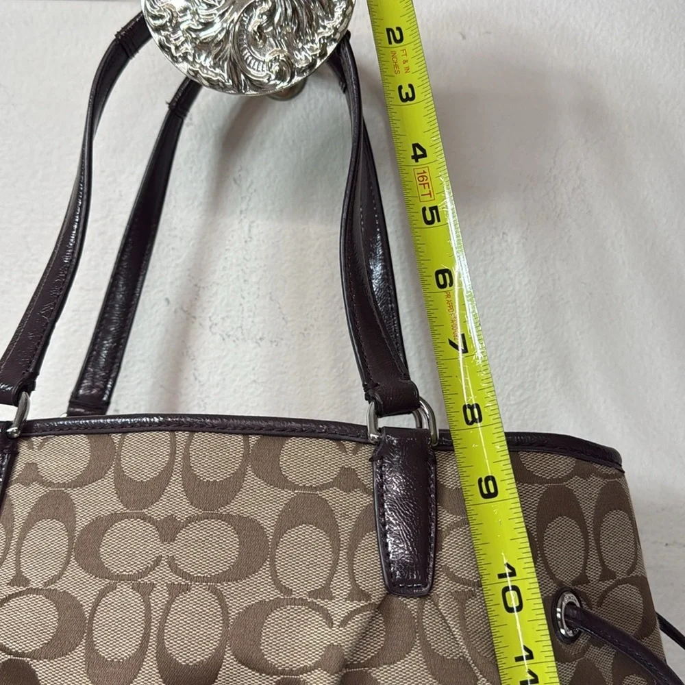 (X2) Coach, Brown shoulder bag with signature founded in 1941 - Picture 9 of 15